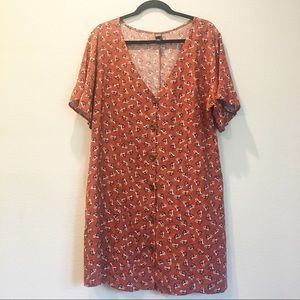 Wild Fable orange floral Button Dress